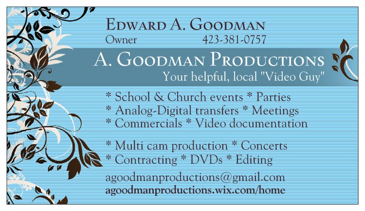 A. Goodman Productions business card